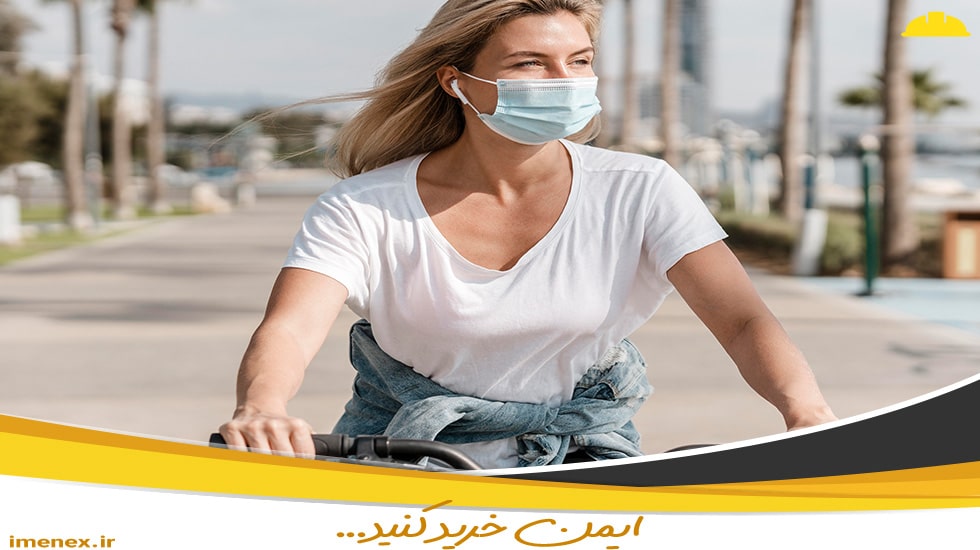ماسک فیلتر دار سوپاپ‌دار مناسب دوچرخه‌سواری و موتورسواری در هوای آلوده | ایمنکس